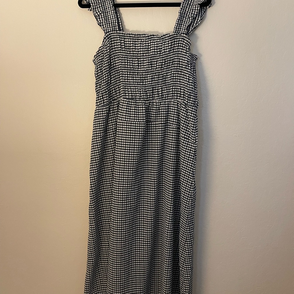 Old Navy Navy and White Gingham Midi Dress - Picture 3 of 6